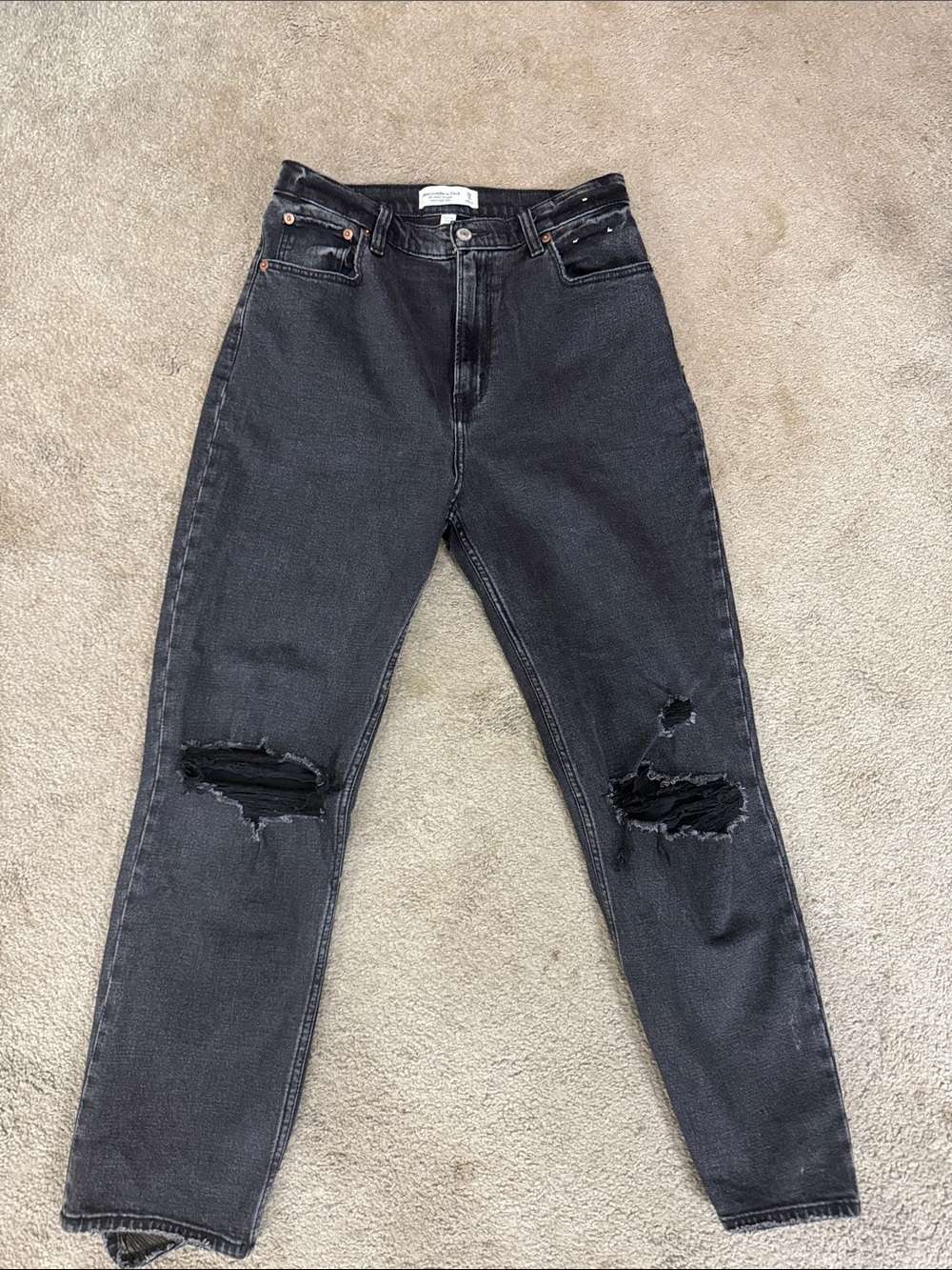 Abercrombie & Fitch High-Rise Black Distressed Jeans